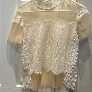 Elegant Cream Lace Women's Top